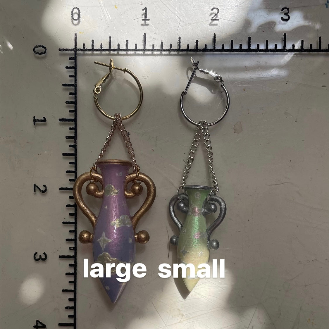 Purple Blue Gold Large Vase Earrings