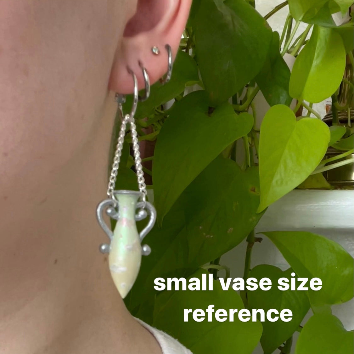 Purple Silver Small Vase Earrings