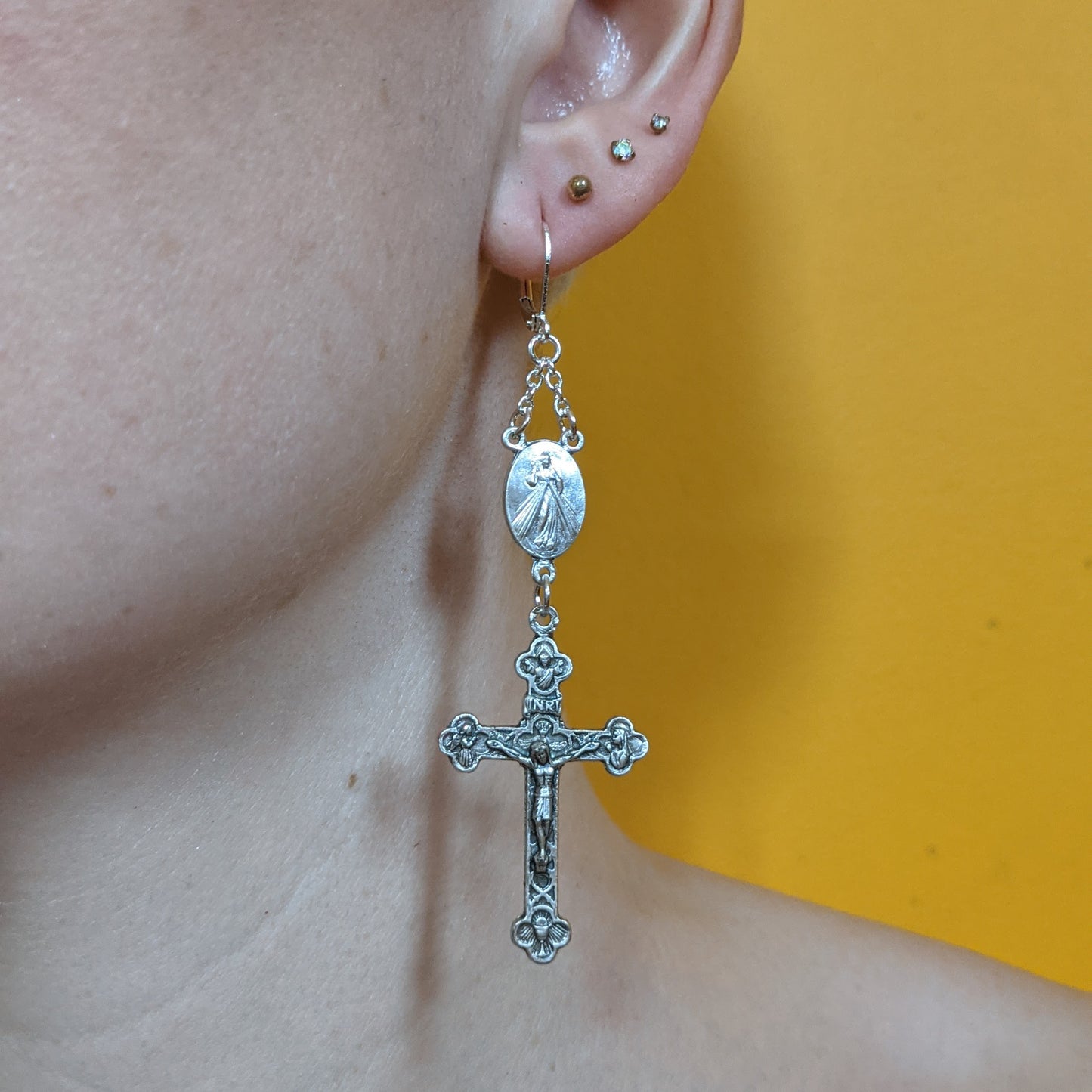 Divine Mercy Rosary Pair - Silver