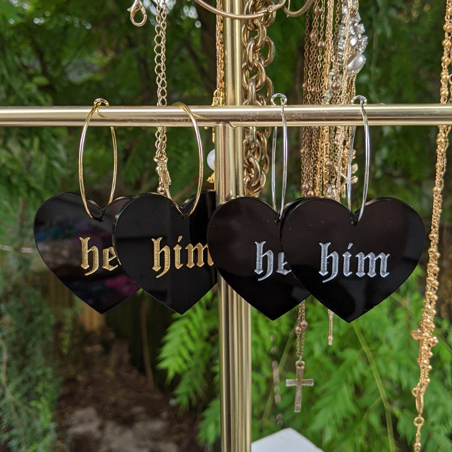 He/Him Pronoun Hoops - Black