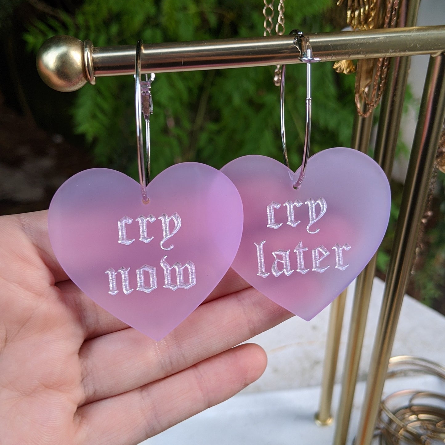 Cry Now Cry Later Heart Hoops - Colors