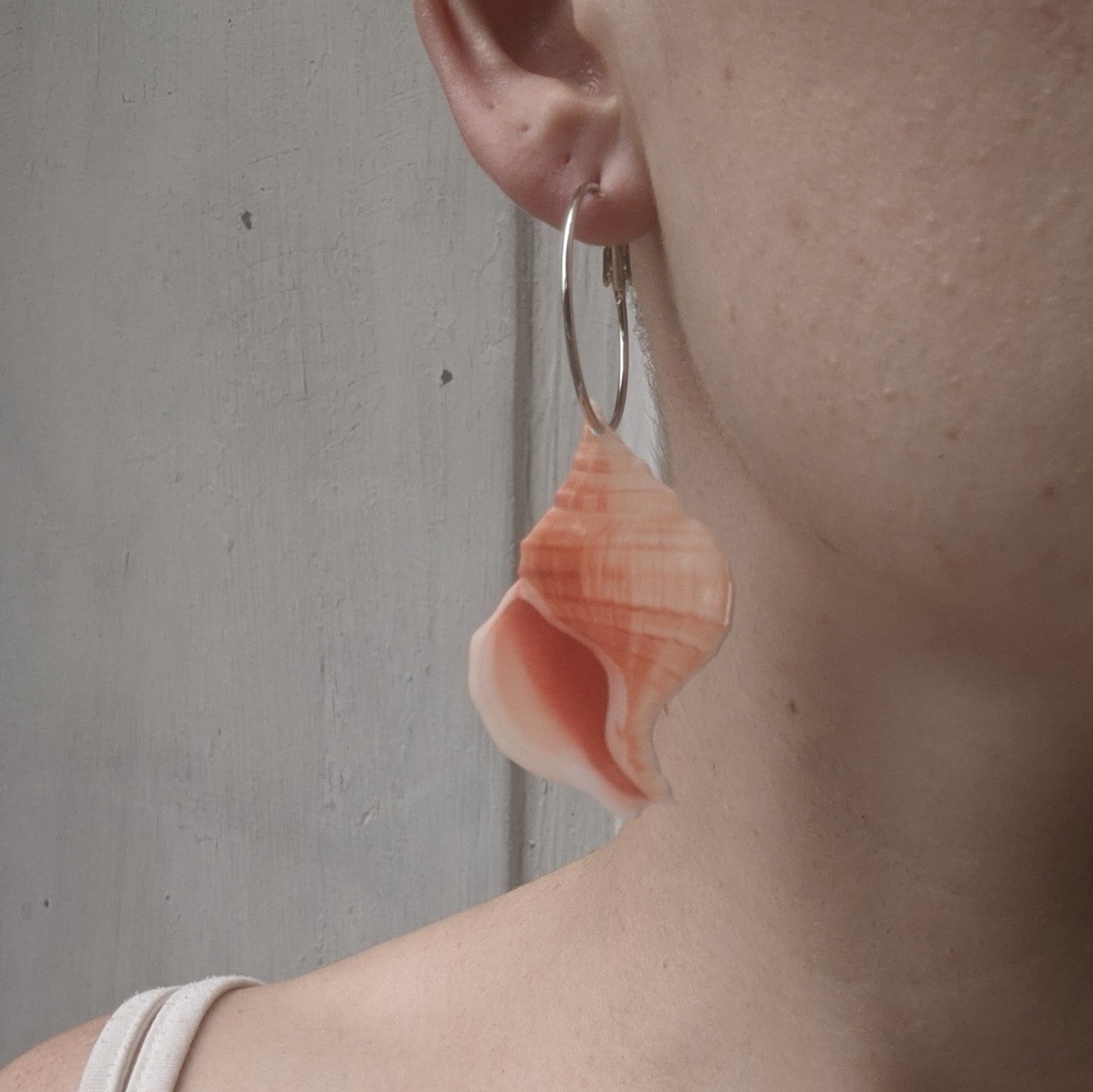 Pink Conch Sea Shell Hoops
