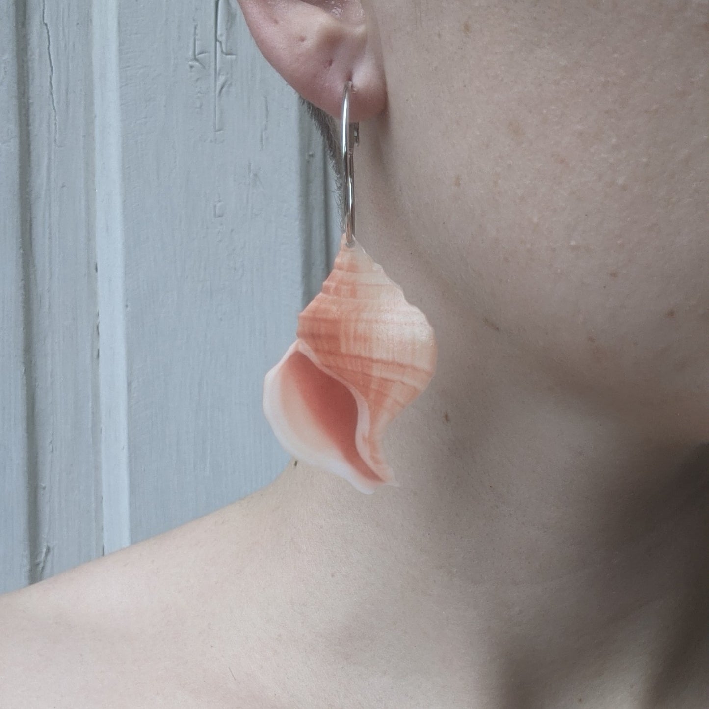 Pink Conch Sea Shell Hoops