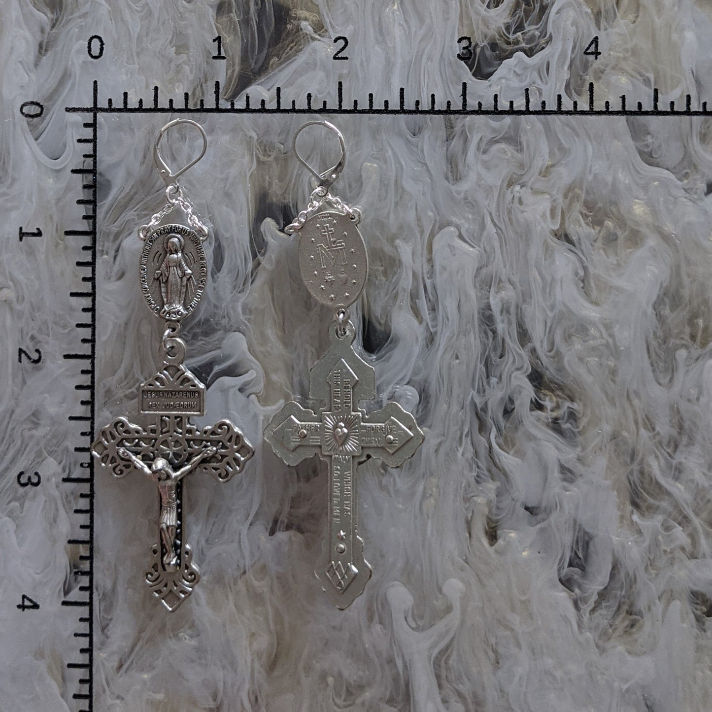 Jesus of Nazareth Rosary Pair - Silver