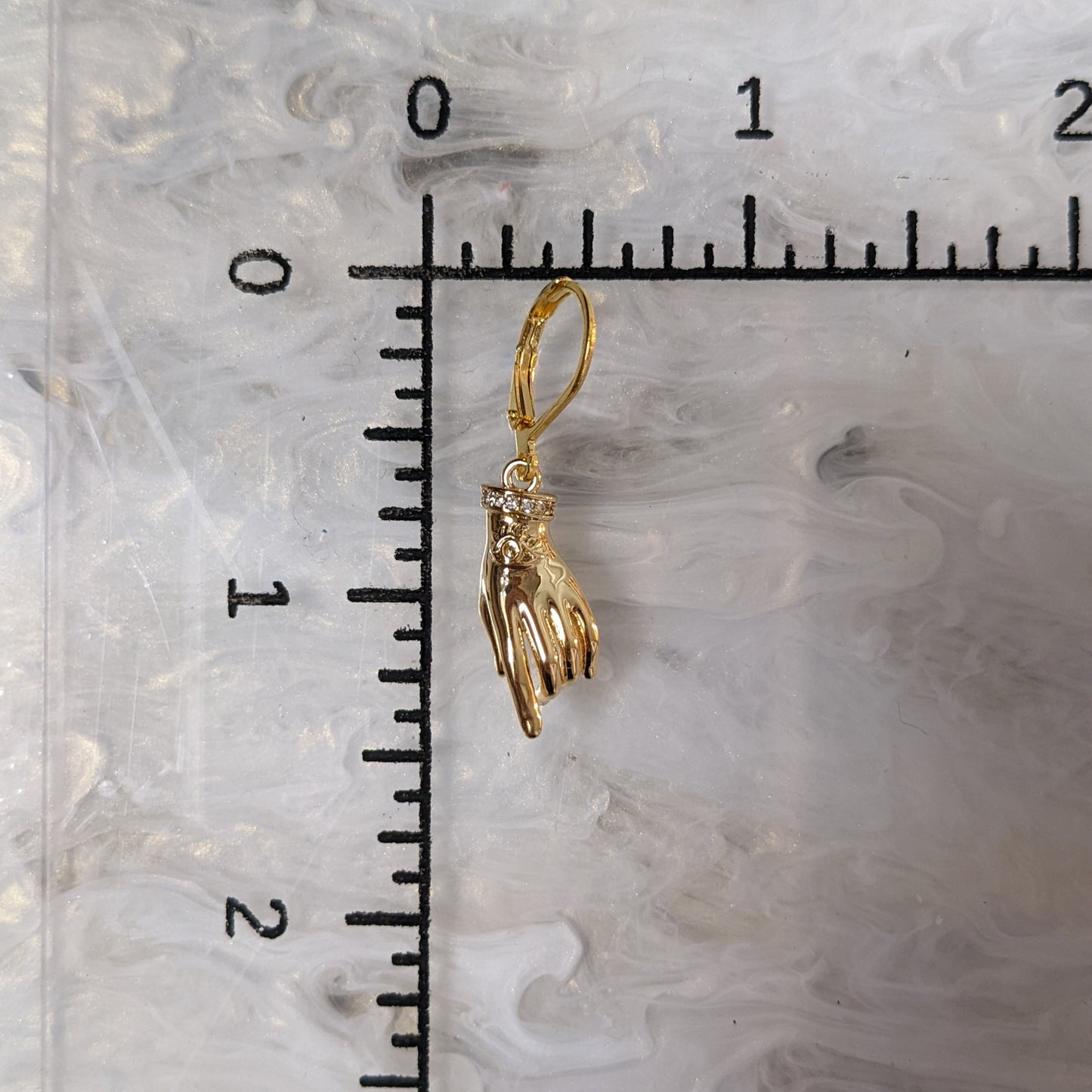 Micro Pave Bracelet Hand Earring- Gold - Single