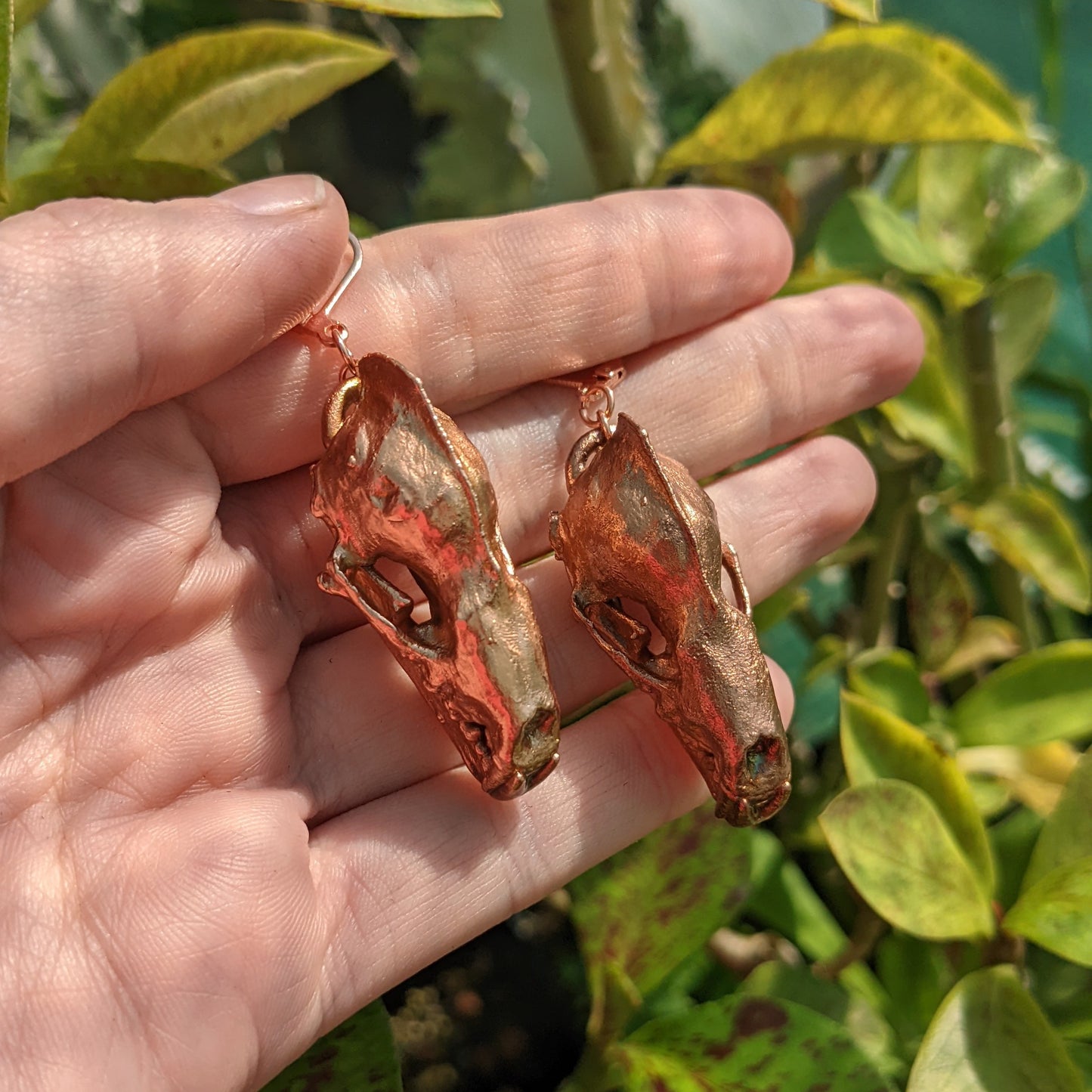 Spectral Bat Skull Earrings
