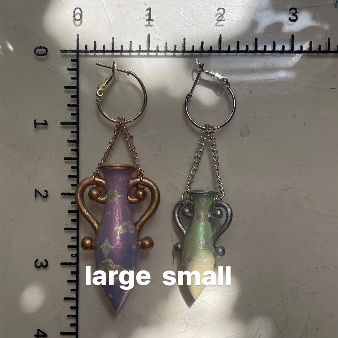 Purple Silver Small Vase Earrings