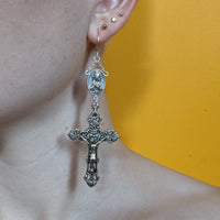Our Holy Father Fleur De Lis Rosary Pair - Silver