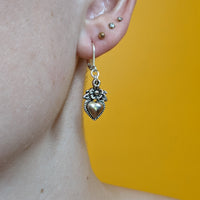 Sacred Heart Earring - Silver - Single