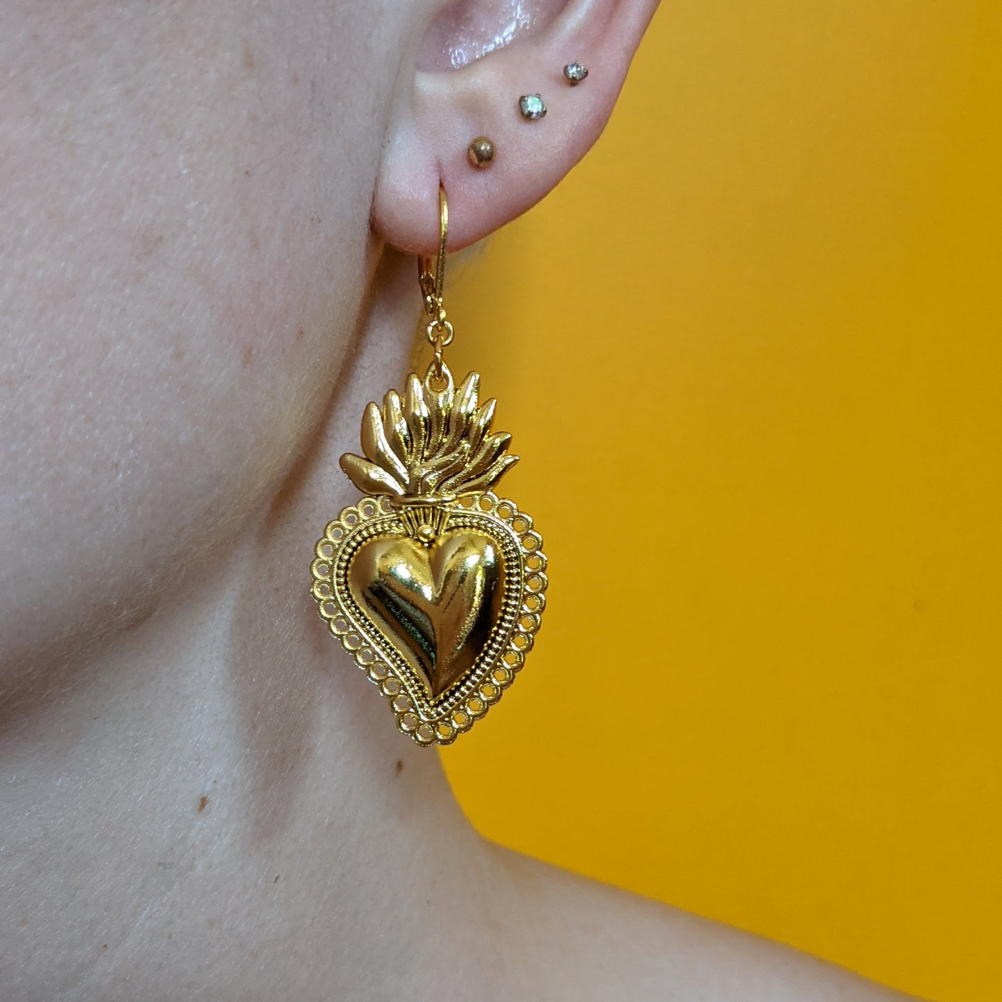 Sacred Heart Pair - Gold