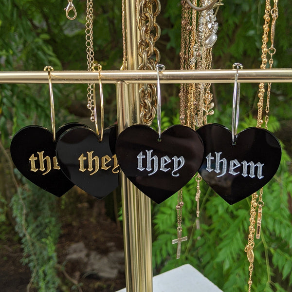 They/Them Pronoun Hoops - Black