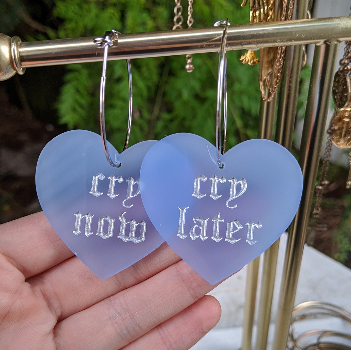 Cry Now Cry Later Heart Hoops - Colors