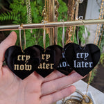 Cry Now Cry Later Heart Hoops - Black
