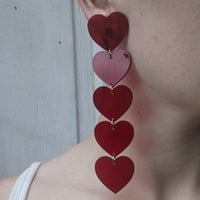 Red 5 Tiered Heart Earrings
