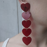 Red 5 Tiered Heart Earrings
