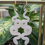 Opalescent White Snake Hoops