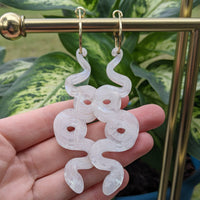 Opalescent White Snake Hoops