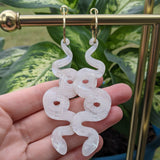 Opalescent White Snake Hoops