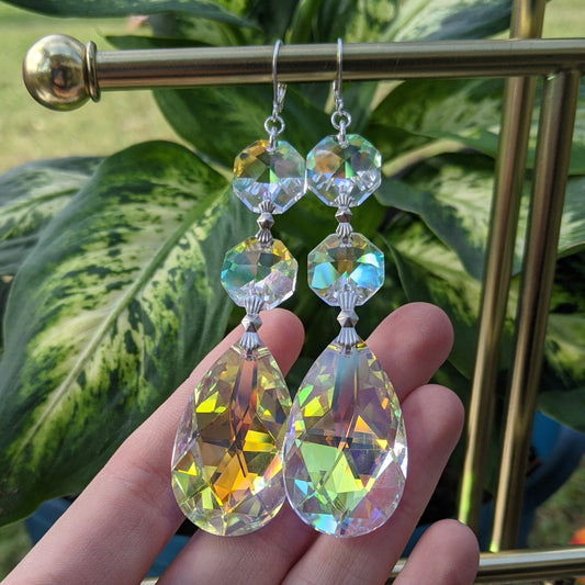 Vintage Glass Crystal Teardrop Earrings