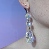 Vintage Glass Crystal Teardrop Earrings