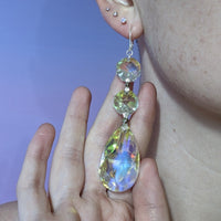 Vintage Glass Crystal Teardrop Earrings