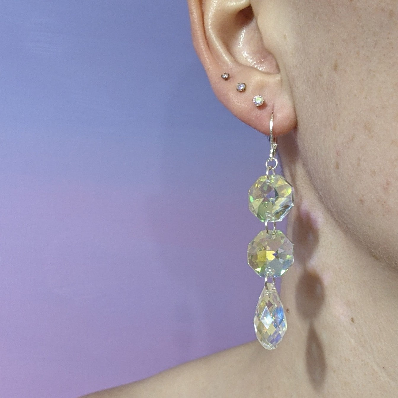 Mini Vintage Glass Teardrop Earrings