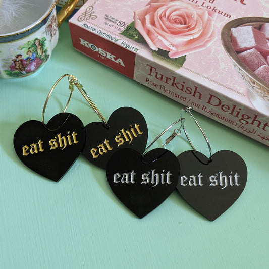 Eat Shit Heart Hoops - Black