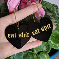 Eat Shit Heart Hoops - Black