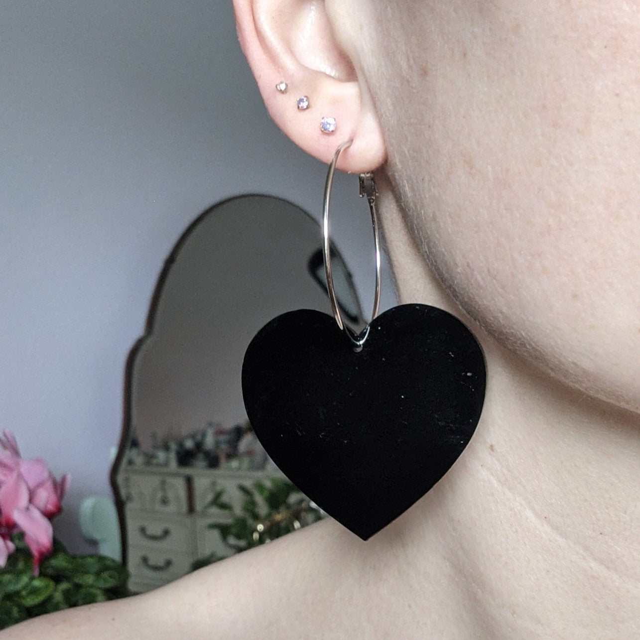 Crybaby Heart Hoops - Black
