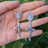 St Benedict's Rosary Pair - Silver