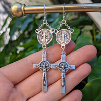 St Benedict's Rosary Pair - Silver