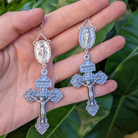 Jesus of Nazareth Rosary Pair - Silver