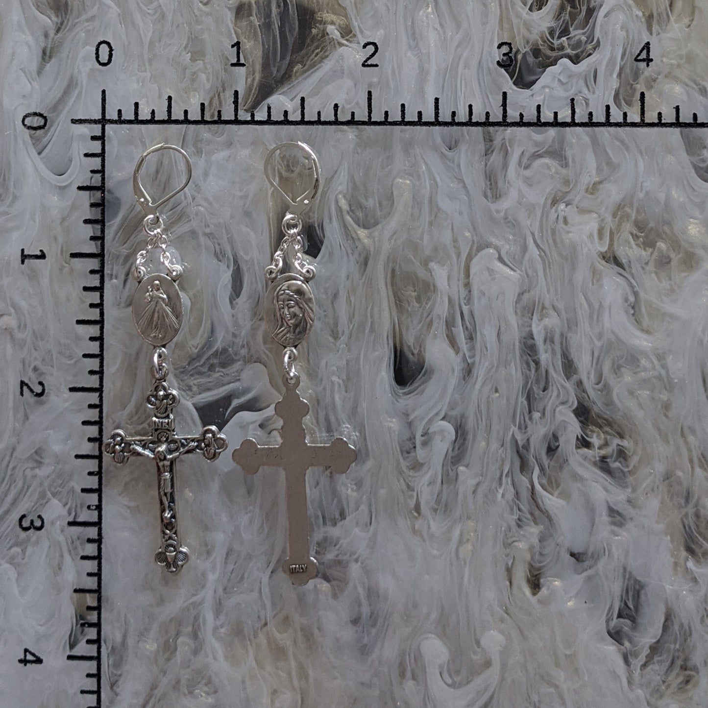Divine Mercy Rosary Pair - Silver