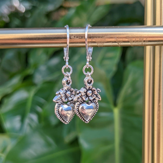 Sacred Heart Earring - Silver - Single
