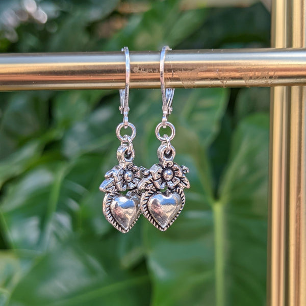 Sacred Heart Earring - Silver - Single
