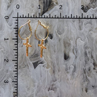 St Benedict's Crucifix Extra Small Hoop Earring - Gold - Single