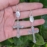 Divine Mercy Rosary Pair - Silver