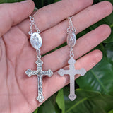 Divine Mercy Rosary Pair - Silver