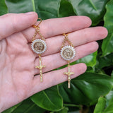 Micro Pave Solid Rosary Pair - Gold