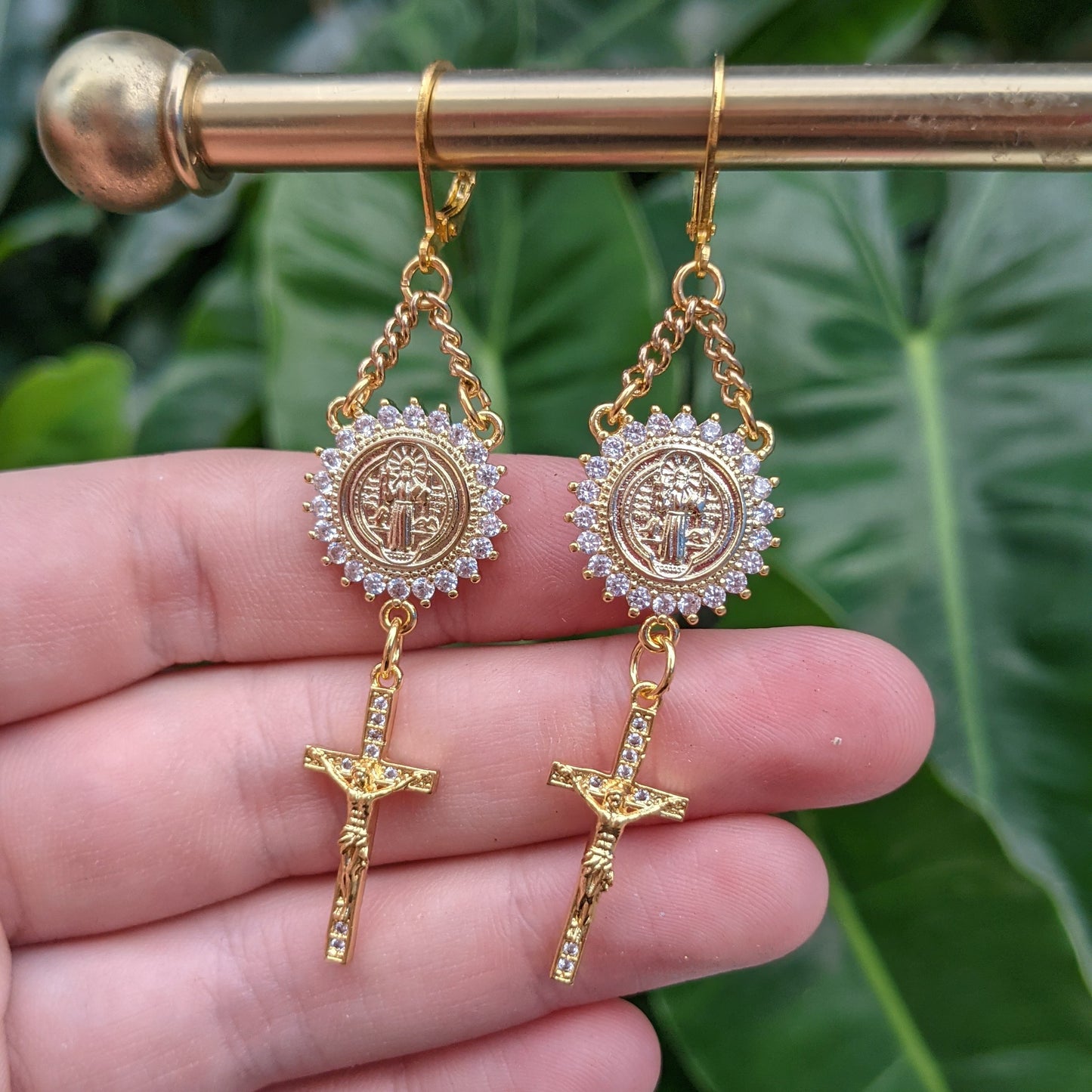 Micro Pave Solid Rosary Pair - Gold