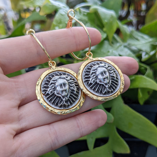 Medusa Medallion Pair - Gold