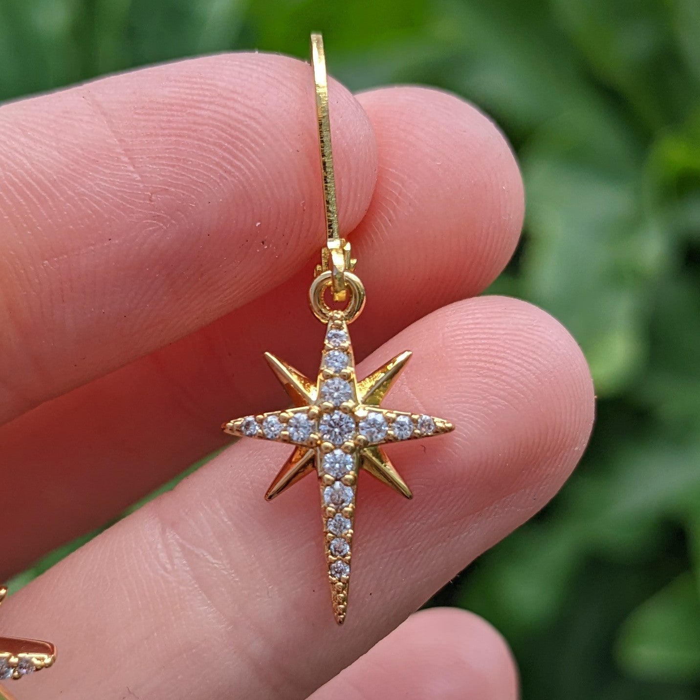 Micro Pave North Star Earring - Gold - Single
