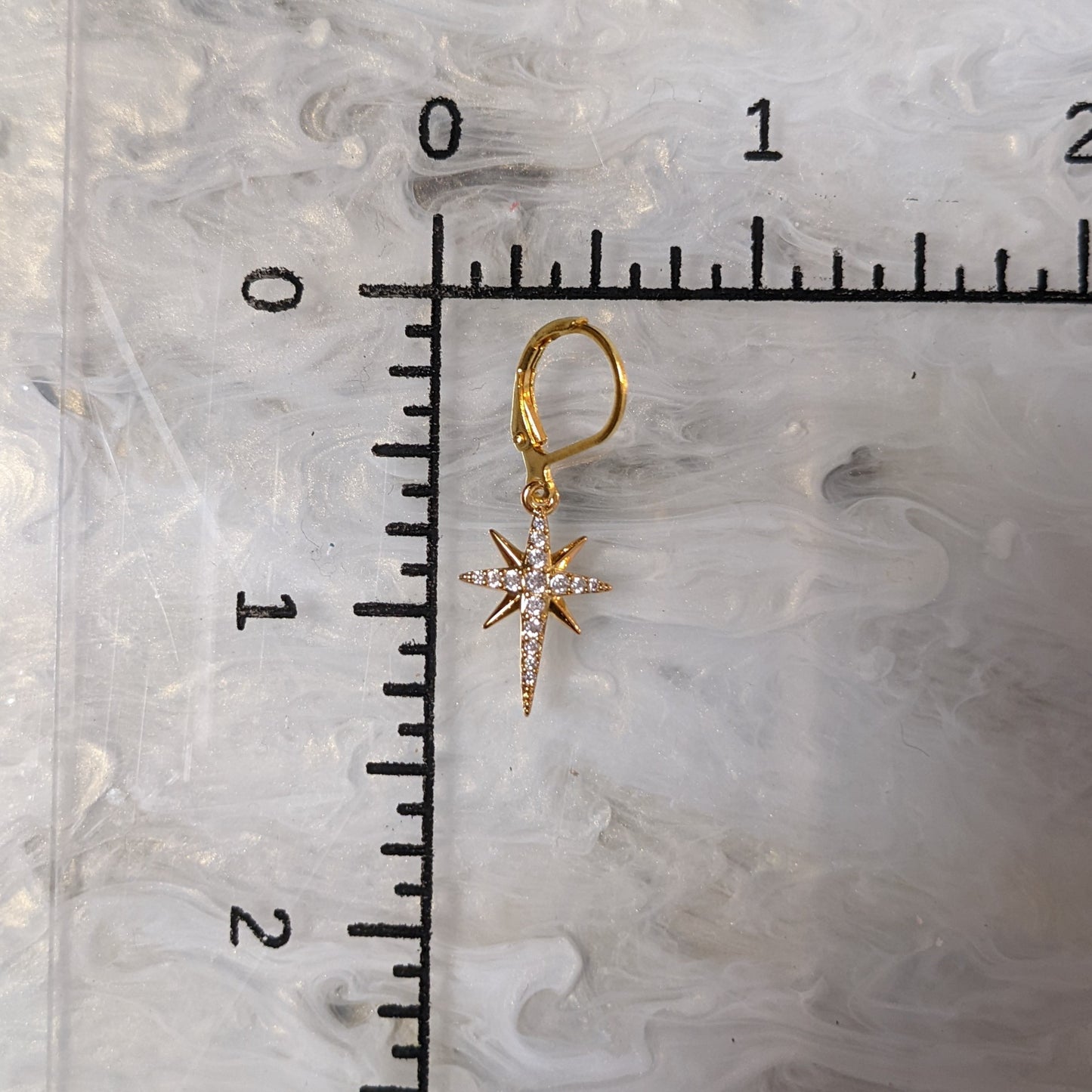 Micro Pave North Star Earring - Gold - Single